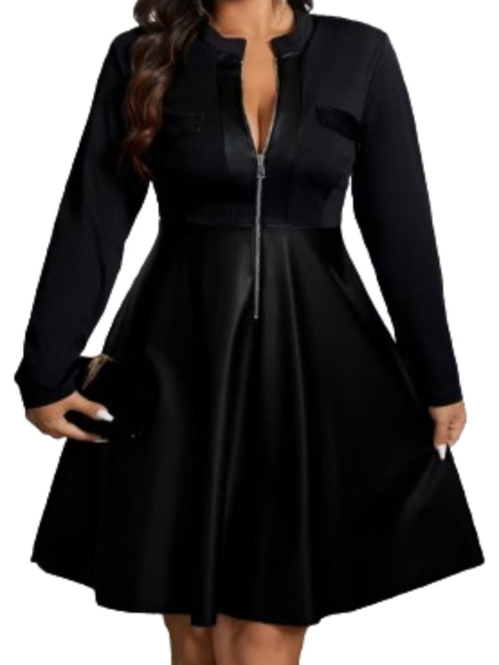 NWOT Elegant Long Sleeve Fit & Flare Flattering Dress Black size 2XL